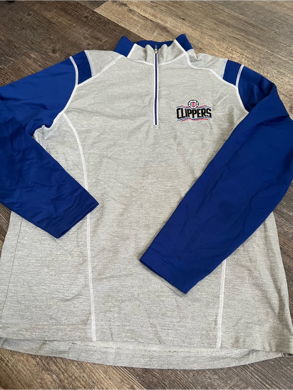 Men's Grey & Blue clippers Quarter-Zip Pullover
